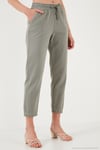 Pamuklu Normal Bel Regular Fit Düz Paça Kadın Pantolon 668YP42282S4 AÇIK HAKİ