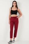 Pamuklu Normal Bel Regular Fit Düz Paça Kadın Pantolon 668YP42282S4 BORDO