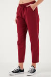 Pamuklu Normal Bel Regular Fit Düz Paça Kadın Pantolon 668YP42282S4 BORDO
