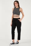 Pamuklu Normal Bel Regular Fit Düz Paça Kadın Pantolon 668YP42282S4 SİYAH