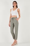 Pamuklu Normal Bel Regular Fit Düz Paça Kadın Pantolon 668YP42282S4 AÇIK HAKİ