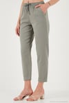 Pamuklu Normal Bel Regular Fit Düz Paça Kadın Pantolon 668YP42282S4 AÇIK HAKİ