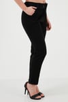 Pamuklu Normal Bel Regular Fit Kemerli Kadın Pantolon 668YP4152 SİYAH