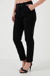 Pamuklu Normal Bel Regular Fit Kemerli Kadın Pantolon 668YP4152 SİYAH