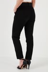 Pamuklu Normal Bel Regular Fit Kemerli Kadın Pantolon 668YP4152 SİYAH