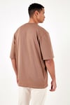 Pamuklu Oversize Bisiklet Yaka Basic Erkek T Shirt 5902365 TOPRAK