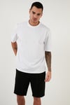 Pamuklu Oversize Bisiklet Yaka Basic Erkek T Shirt 5902365 BEYAZ