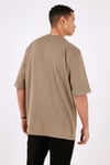 Pamuklu Oversize Bisiklet Yaka Basic Erkek T Shirt 5902365 VİZON