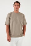 Pamuklu Oversize Bisiklet Yaka Basic Erkek T Shirt 5902365 Vizon Yeşili