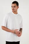 Pamuklu Oversize Bisiklet Yaka Basic Erkek T Shirt 5902365 BEYAZ