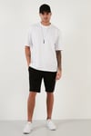 Pamuklu Oversize Bisiklet Yaka Basic Erkek T Shirt 5902365 BEYAZ