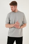 Pamuklu Oversize Bisiklet Yaka Basic Erkek T Shirt 5902365 GRİ MELANJ