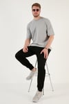 Pamuklu Oversize Bisiklet Yaka Basic Erkek T Shirt 5902365 GRİ MELANJ