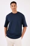 Pamuklu Oversize Bisiklet Yaka Basic Erkek T Shirt 5902365 İNDİGO
