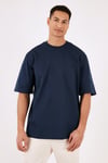 Pamuklu Oversize Bisiklet Yaka Basic Erkek T Shirt 5902365 İNDİGO