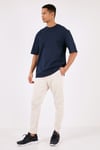 Pamuklu Oversize Bisiklet Yaka Basic Erkek T Shirt 5902365 İNDİGO