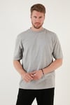 Pamuklu Oversize Bisiklet Yaka Basic Erkek T Shirt 5902365 GRİ MELANJ