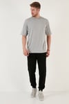 Pamuklu Oversize Bisiklet Yaka Basic Erkek T Shirt 5902365 GRİ MELANJ
