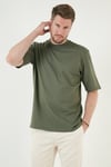Pamuklu Oversize Bisiklet Yaka Basic Erkek T Shirt 5902365 HAKİ