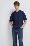 Pamuklu Oversize Bisiklet Yaka Basic Erkek T Shirt 0613113-82318 KOYU LACIVERT