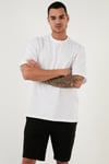 Pamuklu Oversize Bisiklet Yaka Basic Erkek T Shirt 5902365 BEYAZ