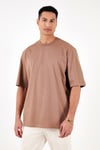 Pamuklu Oversize Bisiklet Yaka Basic Erkek T Shirt 5902365 TOPRAK