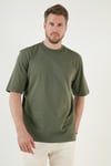 Pamuklu Oversize Bisiklet Yaka Basic Erkek T Shirt 5902365 HAKİ