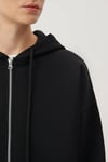 Pamuklu Oversize Fermuarlı Kapüşonlu Şardonlu Kadın Sweat 1610221-900 SİYAH
