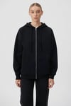 Pamuklu Oversize Fermuarlı Kapüşonlu Şardonlu Kadın Sweat 1610221-900 SİYAH