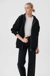 Pamuklu Oversize Fermuarlı Kapüşonlu Şardonlu Kadın Sweat 1610221-900 SİYAH