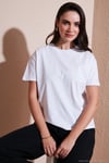 Pamuklu Oversize Fit Bisiklet Yaka Kadın T Shirt 5866097 EKRU