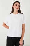 Pamuklu Oversize Fit Bisiklet Yaka Kadın T Shirt 5866097 EKRU