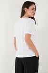 Pamuklu Oversize Fit Bisiklet Yaka Kadın T Shirt 5866097 EKRU