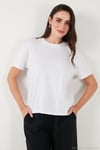 Pamuklu Oversize Fit Bisiklet Yaka Kadın T Shirt 5866097 EKRU