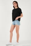 Pamuklu Oversize Fit Bisiklet Yaka Kadın T Shirt 5866097 SİYAH