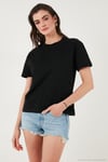 Pamuklu Oversize Fit Bisiklet Yaka Kadın T Shirt 5866097 SİYAH