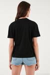 Pamuklu Oversize Fit Bisiklet Yaka Kadın T Shirt 5866097 SİYAH