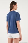 Pamuklu Oversize Fit Bisiklet Yaka Kadın T Shirt 5866097 İNDİGO