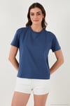 Pamuklu Oversize Fit Bisiklet Yaka Kadın T Shirt 5866097 İNDİGO
