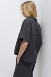 Pamuklu Oversize Fit Gömlek Yaka Kısa Kollu Kadın Bluz 1211467-70087 ANTRASİT