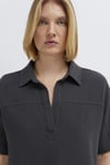 Pamuklu Oversize Fit Gömlek Yaka Kısa Kollu Kadın Bluz 1211467-70087 ANTRASİT
