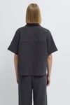 Pamuklu Oversize Fit Gömlek Yaka Kısa Kollu Kadın Bluz 1211467-70087 ANTRASİT