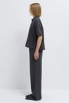 Pamuklu Oversize Fit Gömlek Yaka Kısa Kollu Kadın Bluz 1211467-70087 ANTRASİT