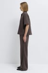 Pamuklu Oversize Fit Gömlek Yaka Uzun Kollu Kadın Bluz 1211467-71603 KAHVE