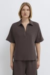 Pamuklu Oversize Fit Gömlek Yaka Uzun Kollu Kadın Bluz 1211467-71603 KAHVE
