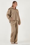 Pamuklu Oversize Fit Yarım Fermuarlı Yaka Uzun Kollu Triko Kadın Takım 68351218 HAKİ
