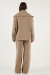 Pamuklu Oversize Fit Yarım Fermuarlı Yaka Uzun Kollu Triko Kadın Takım 68351218 HAKİ