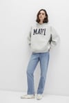 Pamuklu Oversize Kapüşonlu Kanguru Cepli Kadın Sweat 1600361-34322 AÇIK GRİ