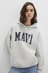 Pamuklu Oversize Kapüşonlu Kanguru Cepli Kadın Sweat 1600361-34322 AÇIK GRİ