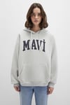 Pamuklu Oversize Kapüşonlu Kanguru Cepli Kadın Sweat 1600361-34322 AÇIK GRİ